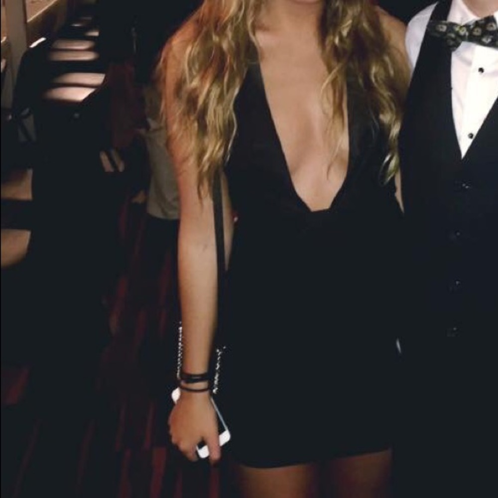 Tobi Deep V Black Dress